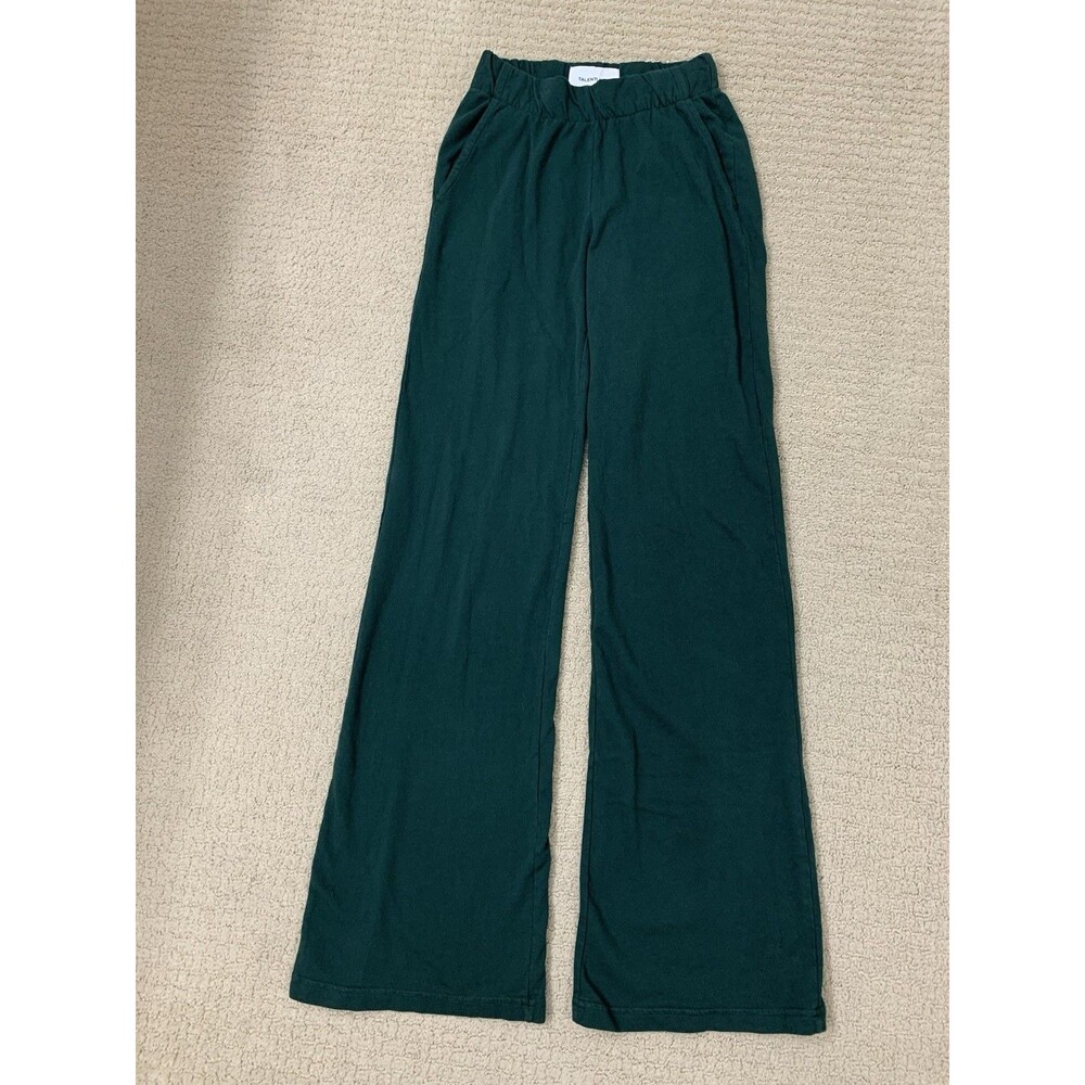 Talentless Womens Green French Terry Elastic Waistband Flare Lounge Pants XS - Picture 2 of 8